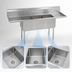 Thumbnail image #3 for BK Resources 18-Gauge 304 Stainless Steel Three-Compartment Sink with Left and Right Drainboards, 18 x 24 x 14-Inch Compartments