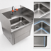 Thumbnail image #4 for John Boos Wall-Mounted Hand Sink with Eye Wash, 14 x 10 x 5 Inch Bowl, Knee-Activated Faucet