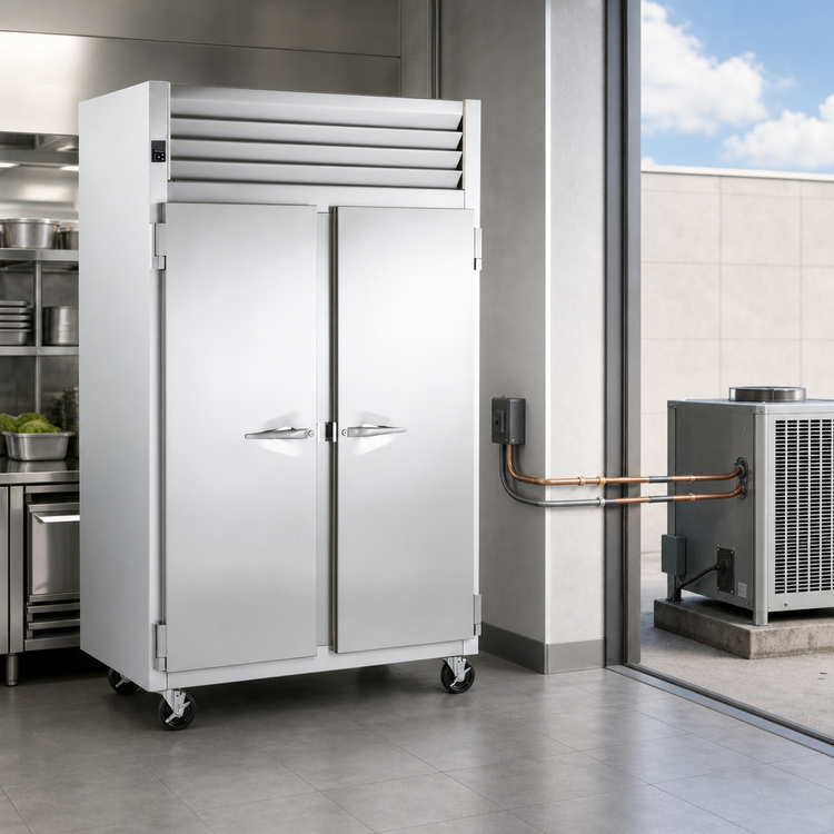 Product image #3 for Traulsen Spec-Line 58-Inch Wide Two-Section Reach-In Freezer, Remote Refrigeration, Half-Height Solid Doors
