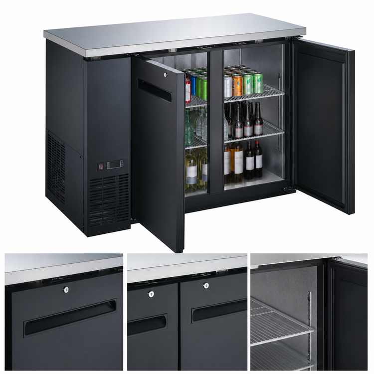 Product image #3 for Hurakan by Equip.me 48-Inch Narrow Back Bar Refrigerator with 2 Solid Doors, 11.2 Cu. Ft.