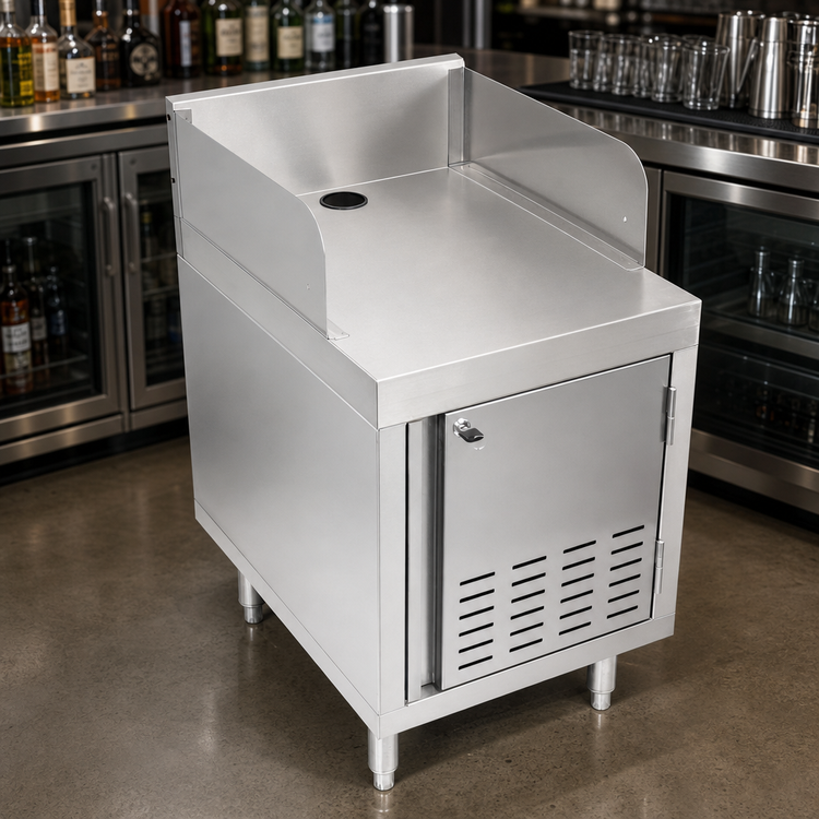 Product image #3 for John Boos 24" x 24" 18-Gauge Stainless Steel Underbar Point-of-Service Cabinet with Right-Hinged Vented Door and Lock
