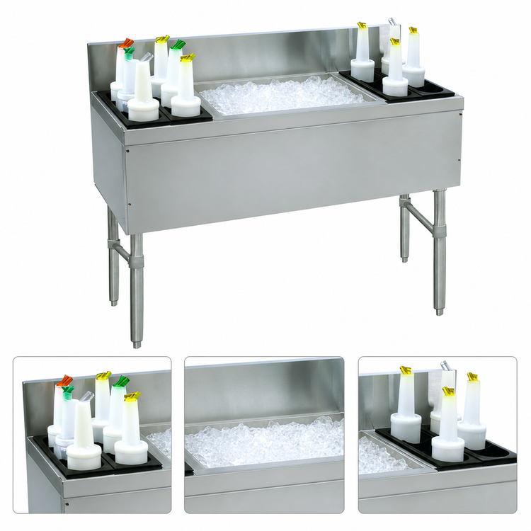 Product image #3 for Advance Tabco Prestige Supreme 54-Inch Stainless Steel Bar Ice Chest with Dual Bottle Wells, 85 lb Capacity