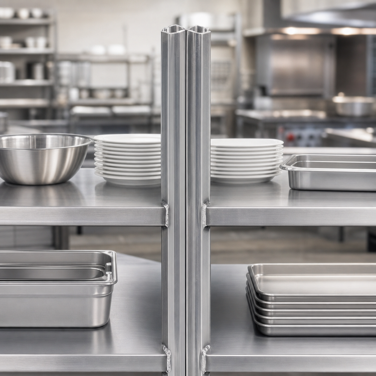 Product image #3 for Eagle Group Back-To-Back Stainless Steel Floor-To-Ceiling Cantilever Shelving Upright, 48 Inches High