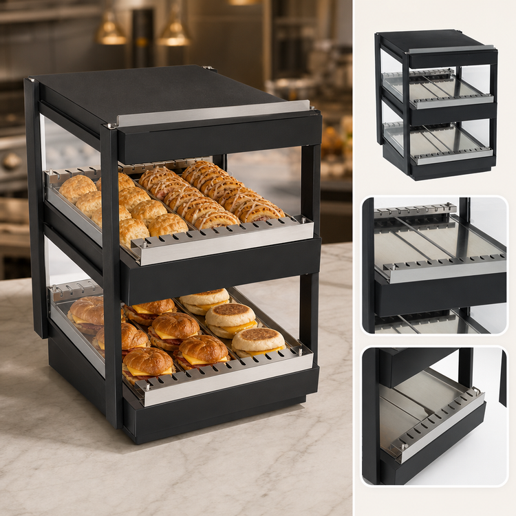 Product image #3 for Nemco 30-Inch Countertop Heated Shelf Merchandiser with Dual Slanted Shelves