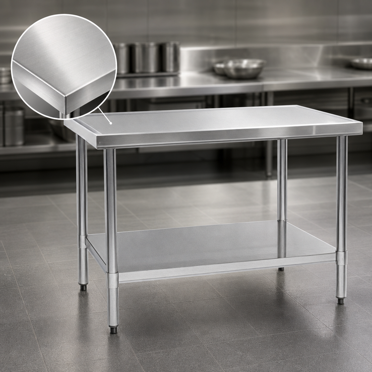 Product image #3 for Eagle Spec-Master Marine Series 72-Inch x 48-Inch 14-Gauge Stainless Steel Work Table with Adjustable Undershelf