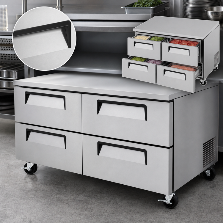 Product image #3 for Turbo Air Super Deluxe 2-Section Undercounter Drawer Refrigerator with 4 Stainless Steel Drawers