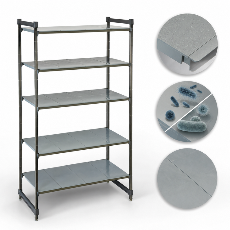 Product image #3 for Cambro Camshelving Basics Plus 24" x 48" x 84" 5-Shelf Solid Stationary Starter Unit