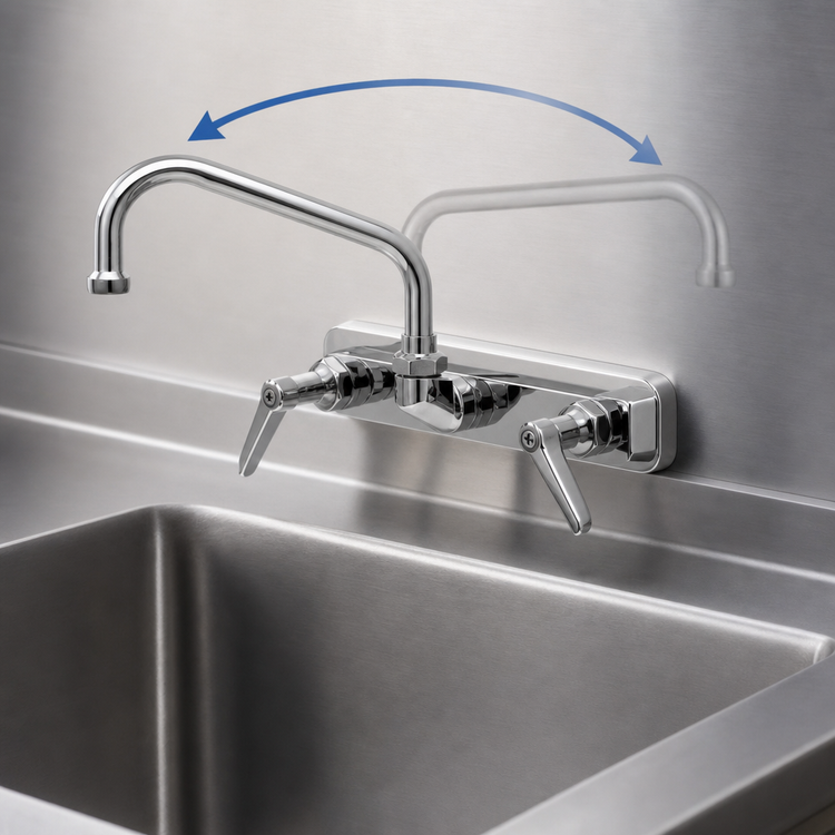 Product image #3 for T&S Brass B-1127-M Backsplash-Mounted Workboard Faucet with 10-Inch Swing Nozzle