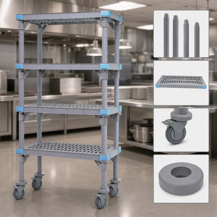 Product image #3 for Quantum Millenia 5-Shelf Mobile Polymer Shelving Starter Unit, 42 x 18 x 86 Inches