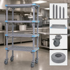 Thumbnail image #3 for Quantum Millenia QPM184286VS-5 5-Shelf Mobile Polymer Shelving Starter Unit, Gray, with Removable Mats, 42 x 18 x 86 Inches