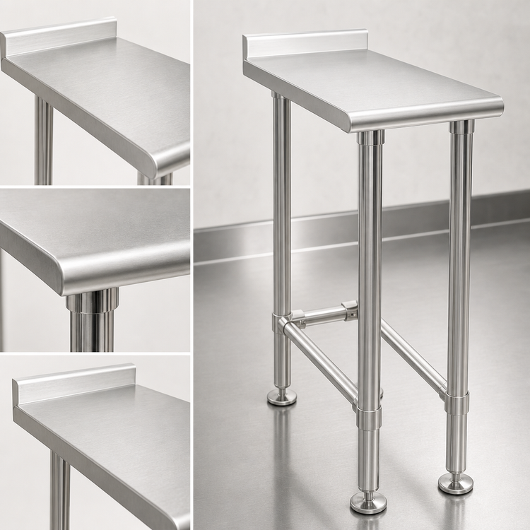 Product image #3 for Spec-Master 18" W x 24" D 14-Gauge 304 Stainless Steel Filler Table with Rear Upturn