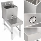 Thumbnail image #3 for John Boos UBBS-2112 Freestanding Underbar Blender Station with Dump Sink, 12"W x 21"D, Stainless Steel