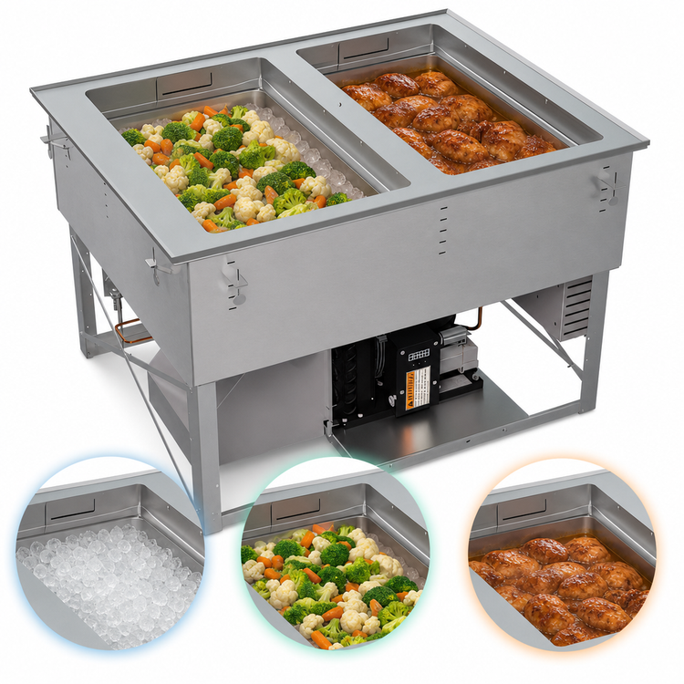 Product image #4 for Vollrath 2-Well Hot/Cold/Frozen Drop-In Food Well with Auto Drain, Self-Contained Refrigeration, 120V