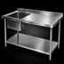 Thumbnail image #3 for 72-Inch x 30-Inch Left-Sink Stainless Steel Prep Sink Work Table with Backsplash and Undershelf