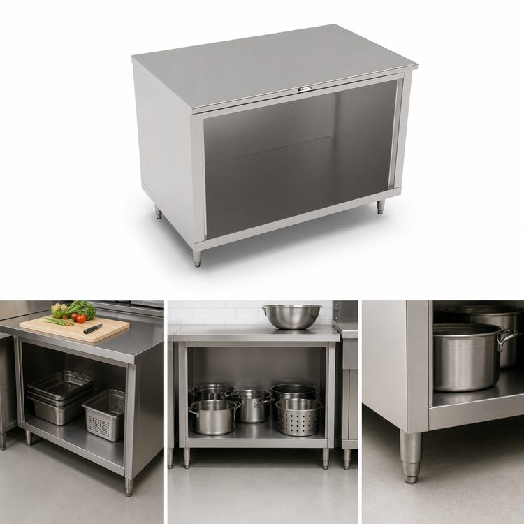 Product image #3 for John Boos Open Front Cabinet Base Work Table with 16-Gauge Stainless Steel Top, 36W x 24D