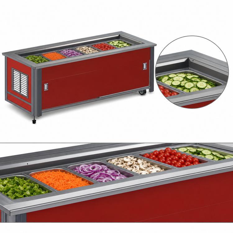 Product image #3 for Atlas Metal BLC-6-RM-BU 6-Pan Mobile Refrigerated Cold Food Serving Counter