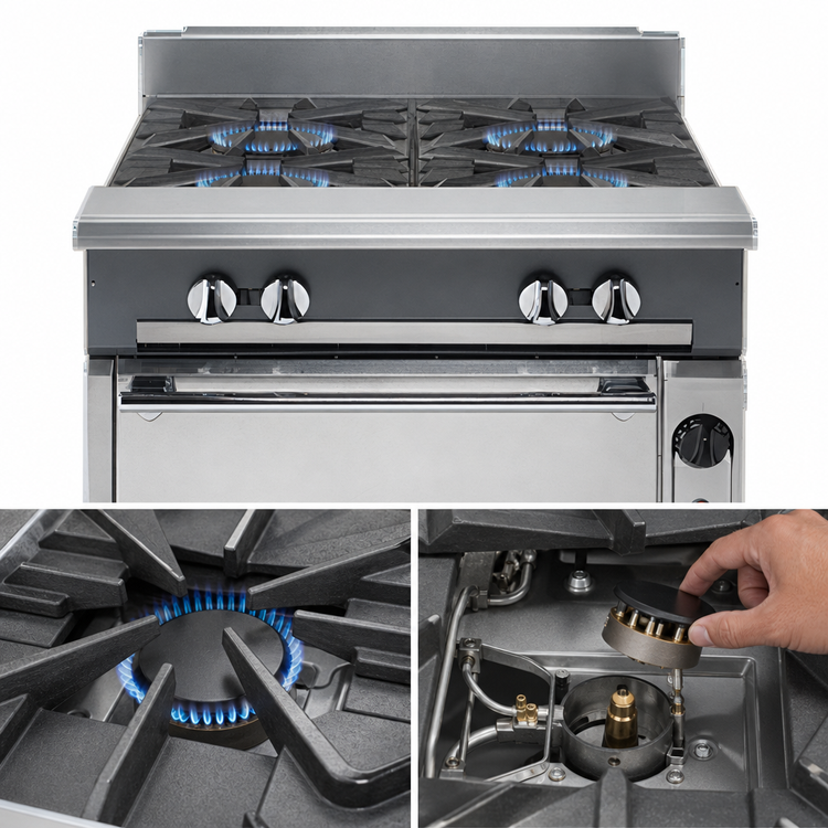 Product image #3 for Vulcan V Series 36-Inch Heavy Duty Gas Range with 4 Open Burners and Standard Oven