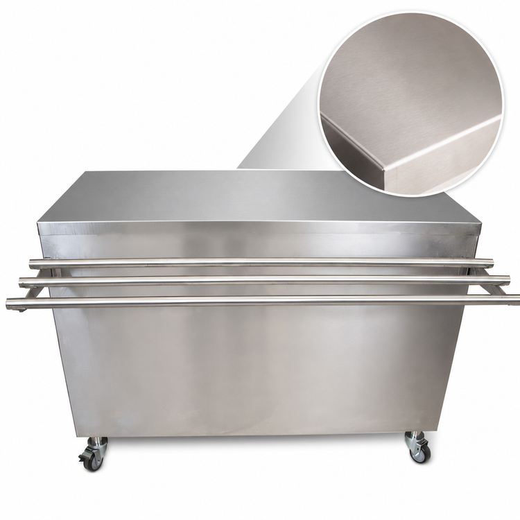 Product image #3 for BK Resources 48-Inch x 30-Inch Stainless Steel Serving Counter with Hinged Door, Lock, and Tray Shelf