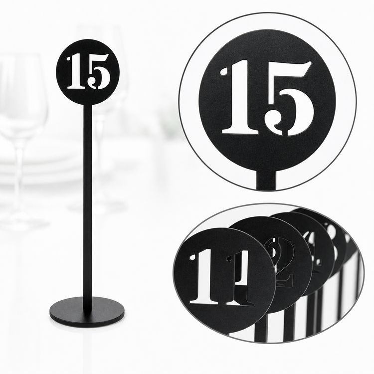 Product image #3 for American Metalcraft Laser-Cut Stainless Steel Number Stand Set, Black, Numbers 11-20
