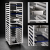 Thumbnail image #3 for Universal 64-Inch High Wide-Angle Roll-In Refrigerator/Proofer Rack for 18 Full-Size Pans, Open Frame Aluminum