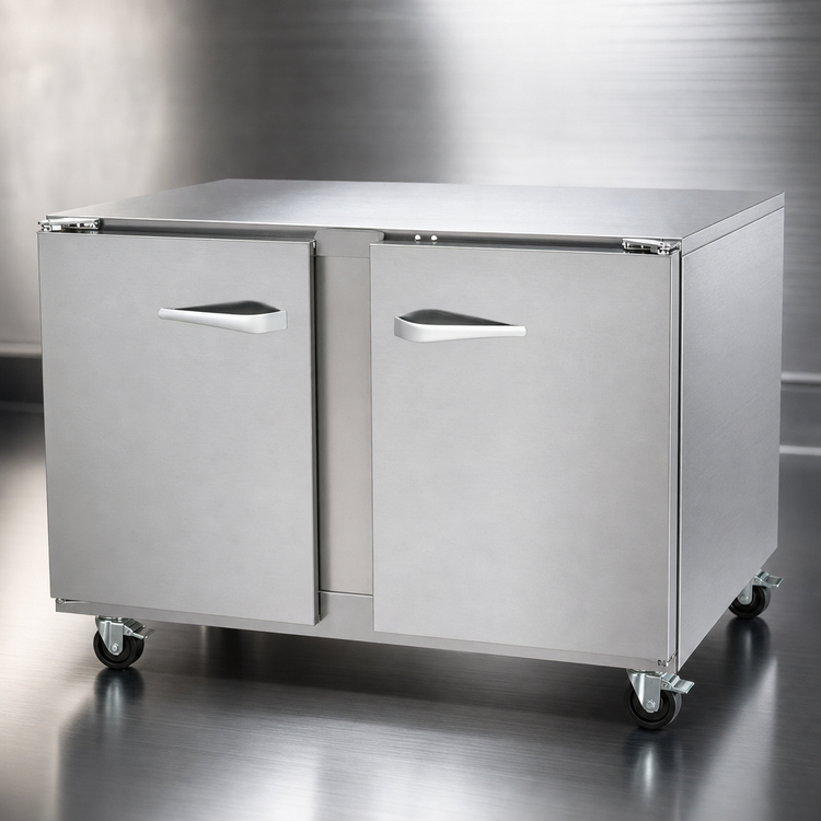Product image #3 for Traulsen Dealer's Choice 48-Inch Two-Section Compact Undercounter Freezer with Solid Doors, Left/Left Hinging, Stainless Steel Back