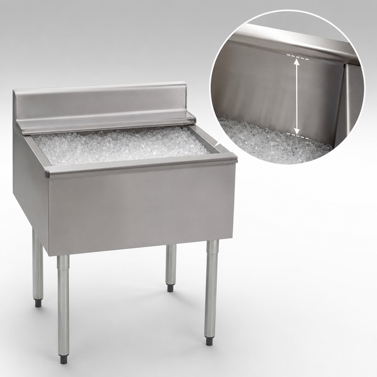 Product image #3 for Eagle 2200 Series 36-Inch W x 24-Inch D Underbar Ice Bin/Cocktail Unit with Sliding Cover, 8-Inch Deep Liner, and 101 lb Capacity