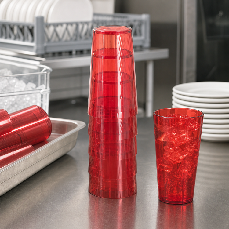 Product image #4 for Carlisle Stackable 16 oz Ruby SAN Plastic Tumbler, Shrink-Wrapped 6-Pack