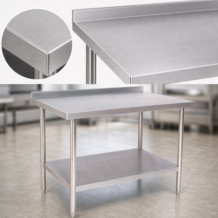 Product image #3 for Klinger's Trading Heavy Duty Stainless Steel Work Table with Backsplash and Undershelf, 30 x 24 x 38 Inches