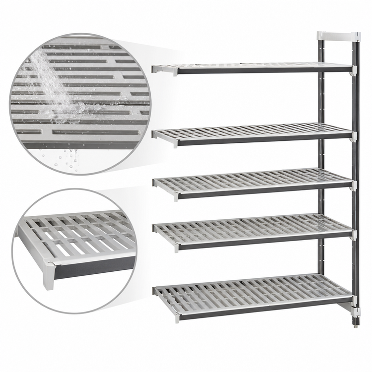 Product image #3 for Cambro Camshelving Elements XTRA 5-Tier Vented Stationary Add-On Polymer Shelving Unit, 21 x 30 x 72 Inches