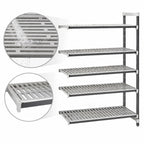 Thumbnail image #3 for Cambro Camshelving® Elements EXA213072V5480 5-Tier Vented Add-On Polymer Shelving Unit, 21 x 30 x 72 Inches, Speckled Gray