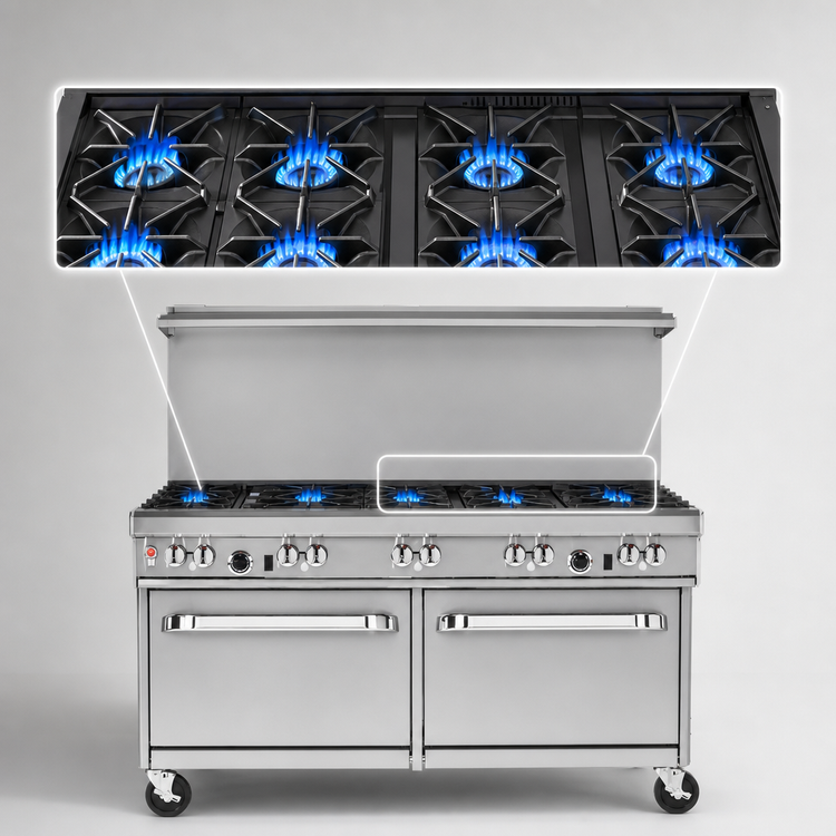Product image #3 for Southbend Ultimate 60-Inch Gas Restaurant Range with 8 Open Burners and 2 Convection Ovens