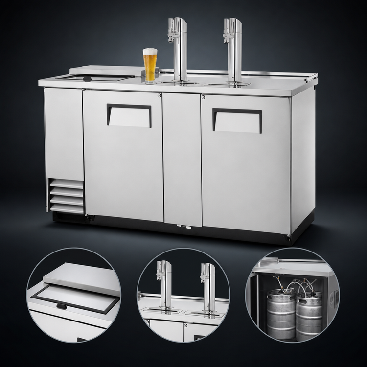 Product image #3 for True Club Top Draft Beer Cooler, 3 Half-Barrel Keg Capacity, 2 Columns