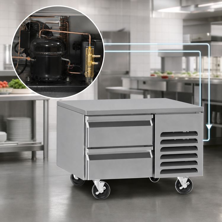Product image #3 for Southbend Platinum Series 64-Inch Low-Height Remote Refrigerated Base with 4 Self-Closing Drawers