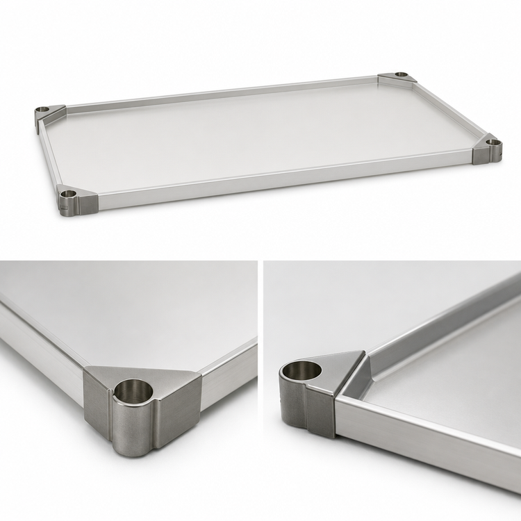 Product image #3 for Metro Super Erecta 42"W x 18"D Solid Type 304 Stainless Steel Shelf, Autoclavable/Cart-Washable