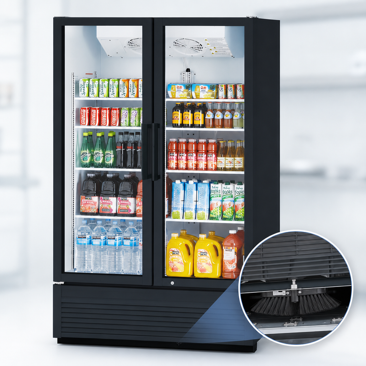 Product image #4 for Turbo Air Super Deluxe Two-Section Glass Door Refrigerated Merchandiser, 44.2 Cu. Ft., Self-Contained Bottom-Mounted, Hinged Double-Pane Doors