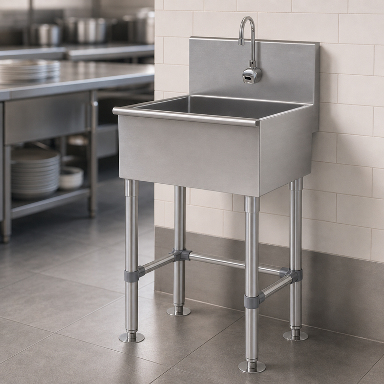 Product image #3 for Advance Tabco Freestanding 304 Stainless Steel Service Sink with Electronic Faucet, 31 x 16-Inch Bowl