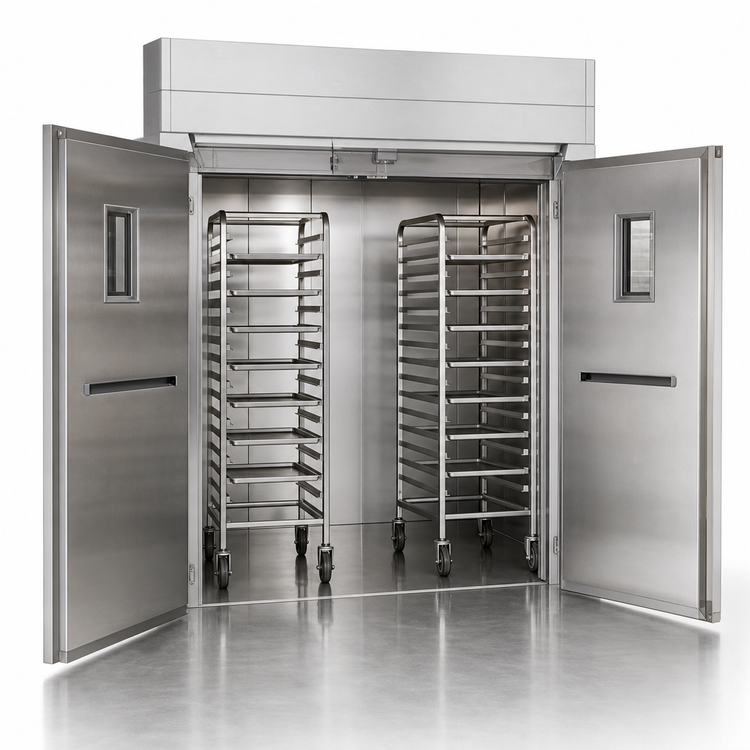 Product image #3 for Baxter RPW2E Double-Wide Roll-In Retarder/Proofer Cabinet, 80.5-Inch Depth, Stainless Steel, Open Floor, Remote R448A Refrigeration