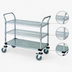 Thumbnail image #3 for Quantum 3-Shelf Utility Bus Cart with Chrome-Plated Wire Shelves and Solid Shelf, 42 x 21 Inches