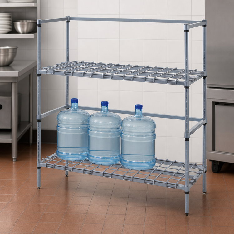Product image #3 for Quantum Two-Tier Modular Wire Dunnage Rack for Tanks and Beverage Containers, 30 x 18 x 54 Inches, Gray Epoxy Antimicrobial Finish