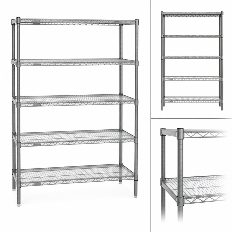 Product image #3 for Eagle Group Valu-Master 5-Tier Wire Starter Shelving Unit, 72W x 24D x 74H, Pewter Gray Epoxy