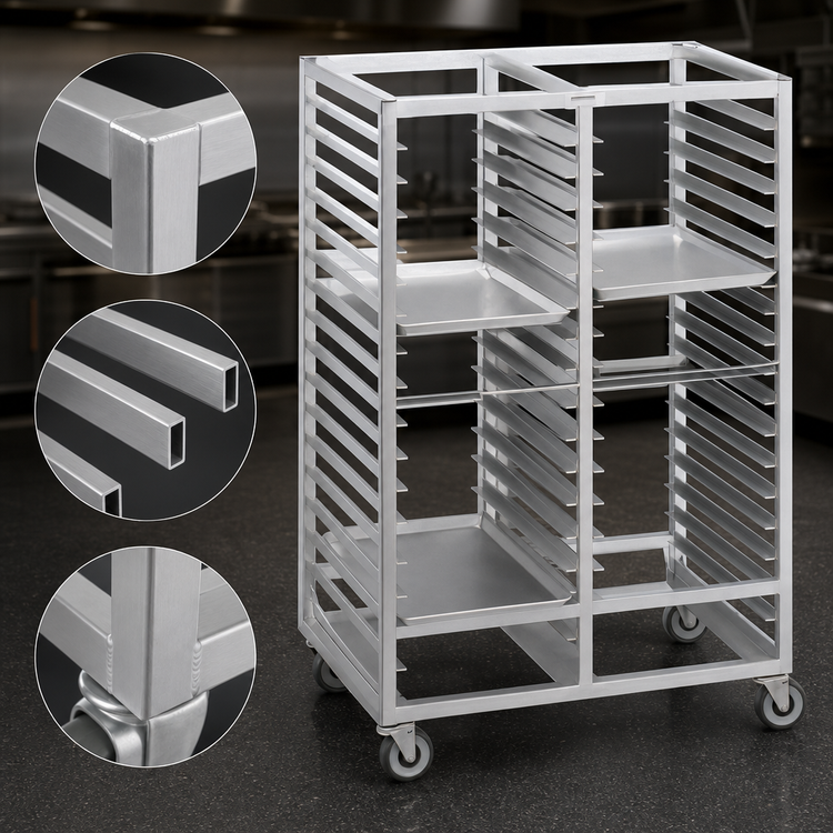 Product image #3 for Channel Manufacturing Standard Series Double Section Aluminum Cafeteria Tray Rack, 36-Inch High, 30-Tray Capacity