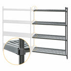 Thumbnail image #3 for Cambro Camshelving® Basics Plus CBA244884V4580 4-Tier Vented Add-On Polymer Shelving Unit, 24"D x 48"W x 84"H, Brushed Graphite