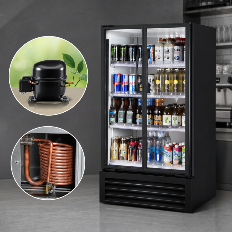Product image #3 for True Slim Line Two-Section Glass Door Refrigerated Merchandiser, Bottom-Mounted, 30 7/8 Inches Wide