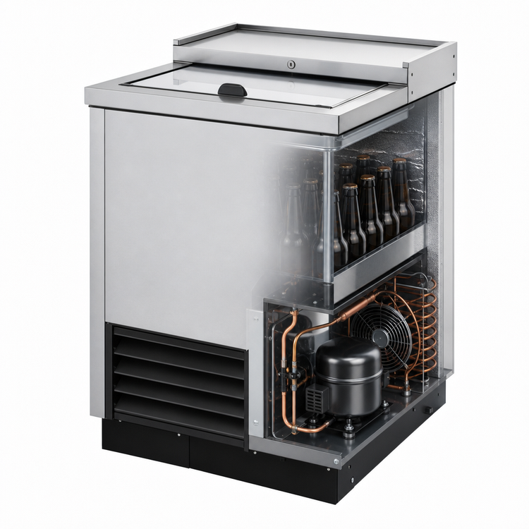 Product image #3 for True TD-24-7-S-HC Flat-Top Horizontal Deep-Well Bottle Cooler, 4.5 Cases, Stainless Steel, R290