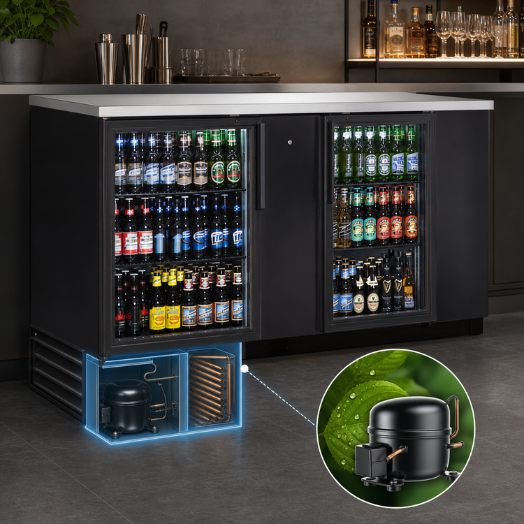 Product image #3 for True Manufacturing TBB-3G-HC-LD Two-Section Glass Door Back Bar Cooler, 69-1/8 Inch Wide