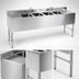 Thumbnail image #3 for Steel Works Stainless Four-Compartment Underbar Hand Sink with Left and Right Drainboards, 72 Inch