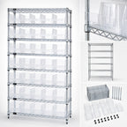 Thumbnail image #3 for Quantum WR9-204CL Stationary Wire Shelving Unit, 36"W x 18"D x 74"H, Chrome, 9 Shelves with 40 Clear Bins