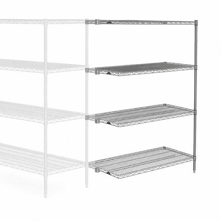 Product image #3 for Metro Super Erecta Brite Wire Add-On Shelving Unit, 24W x 18D x 63H, 4 Shelves