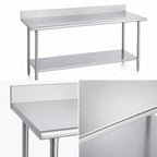Thumbnail image #3 for Duke Manufacturing 314-36144-5R 144" x 36" Stainless Steel Work Table with 5" Riser, 14-Gauge 300 Series Top, Galvanized Undershelf