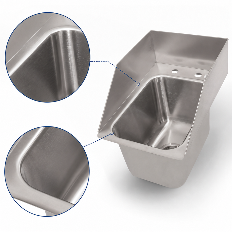 Product image #3 for BK Resources Deep Drawn 1-Compartment Drop-In Sink with 3-Sided Riser, 10" x 14" Bowl, Stainless Steel